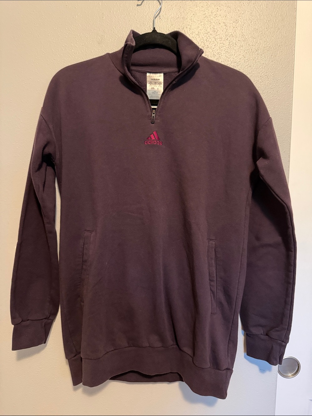 adidas Quarter-Zip Pullover Sweater in Plum